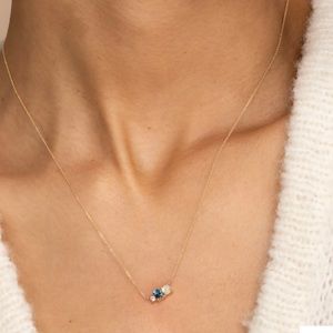 Mejuri London Blue Topaz, Opal, White Sapphire and Solid 14k Gold Necklace